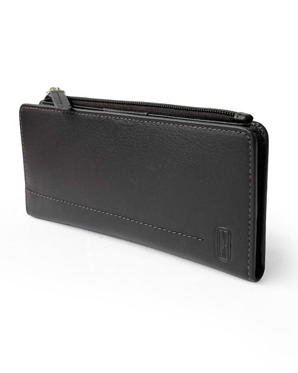 Ladies Slim Clutch Wallet With Top Zipper