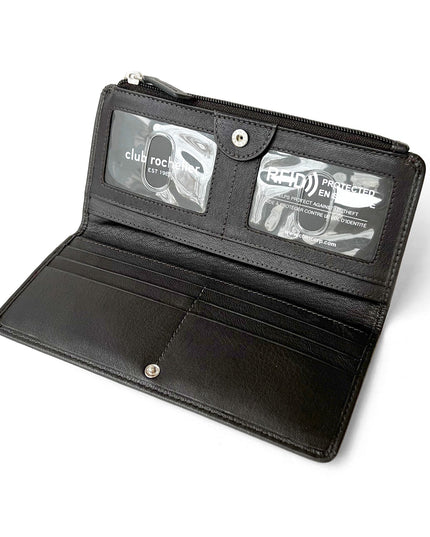 Ladies Slim Clutch Wallet With Top Zipper