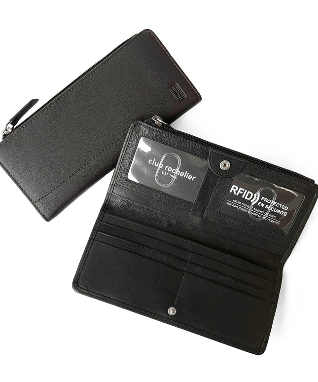 Ladies Slim Clutch Wallet With Top Zipper