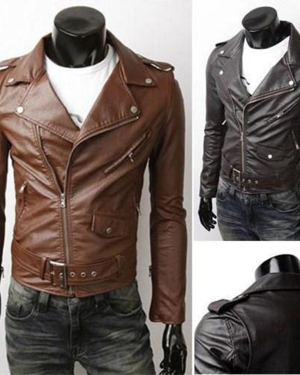 Ninja Stealth Black Mens  Faux Leather Biker Jacket