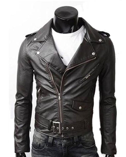 Ninja Stealth Black Mens  Faux Leather Biker Jacket
