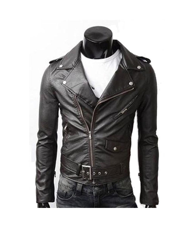 Ninja Stealth Black Mens  Faux Leather Biker Jacket