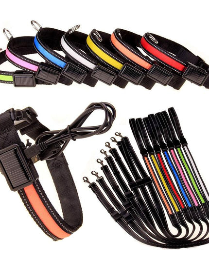 USB and Solar Charge Reflective Led Dog Collar