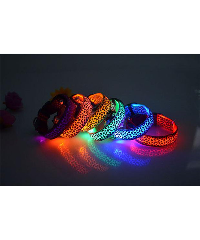 Fashion Leopard Adjustable Led Dog Collar