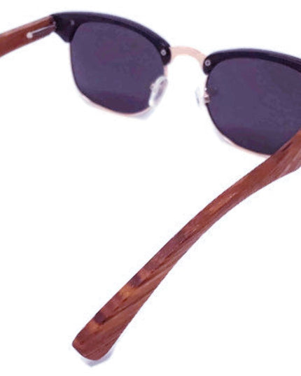 Real Walnut Wood Club Style Sunglasses, Polarized Lenses