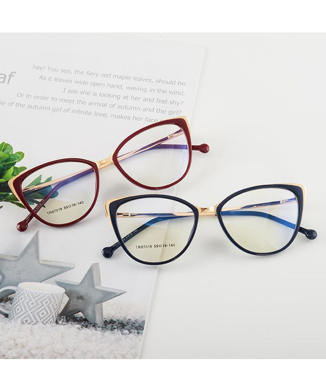 EP Cat eye anti-blue light flat lens European and American glasses TR