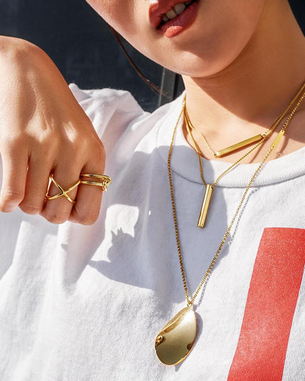 Gold Skinny Crisscross Band Ring