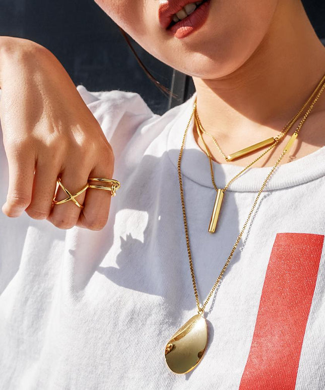 Gold Skinny Crisscross Band Ring