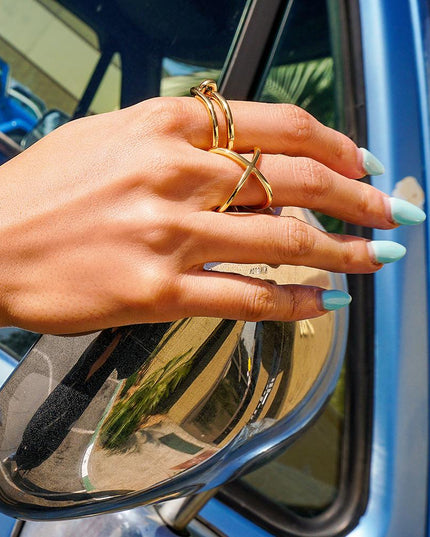 Gold Skinny Crisscross Band Ring