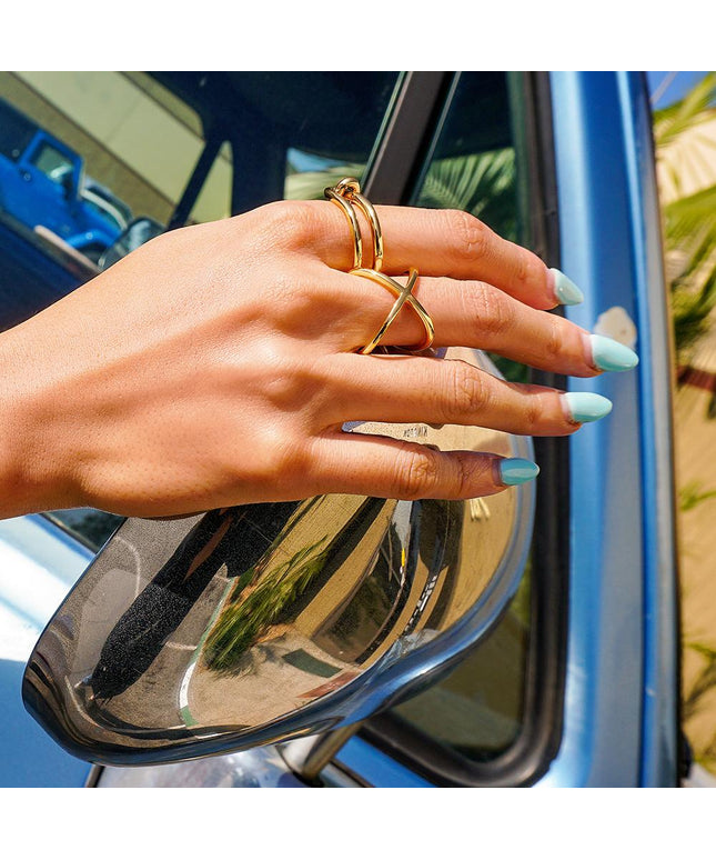 Gold Skinny Crisscross Band Ring