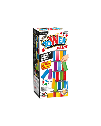 Totteriq Coloured Plus Tower Wooden Blocks Tumbling Tower Game