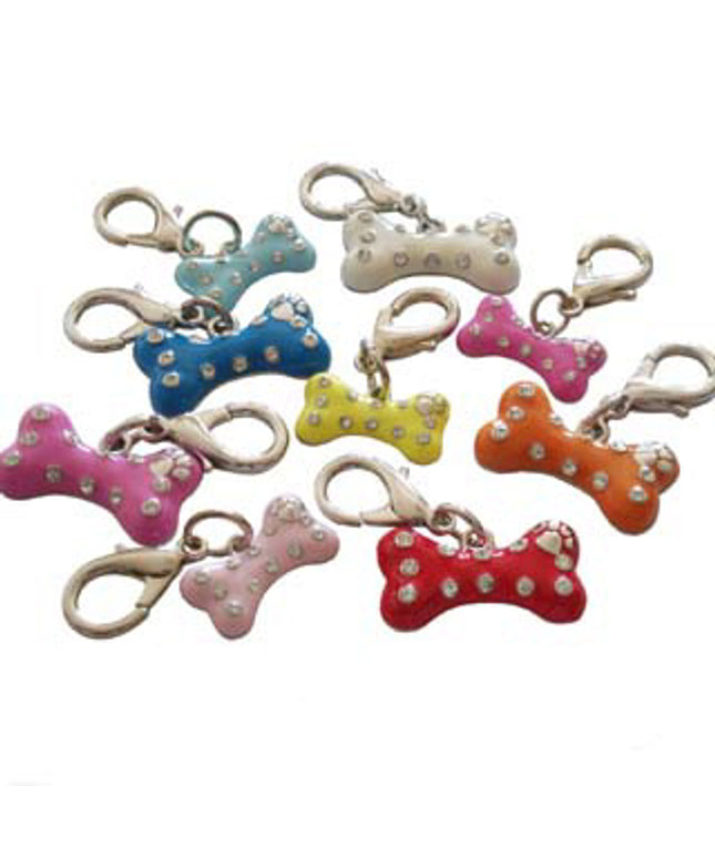 Enamel Bone Charm - Blue - Large