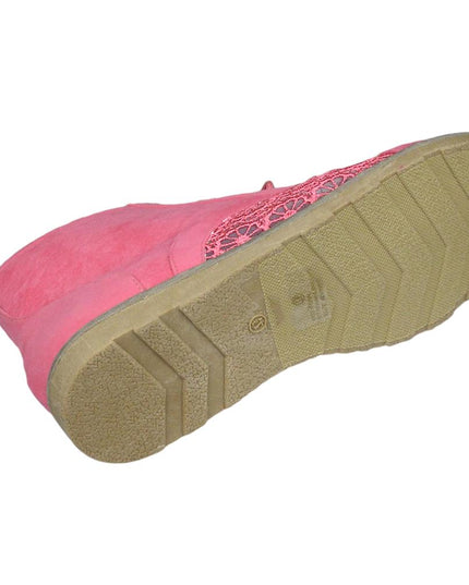 SOBEYO Women's Booties Embroidered Flower Lace Up Oxford Pink