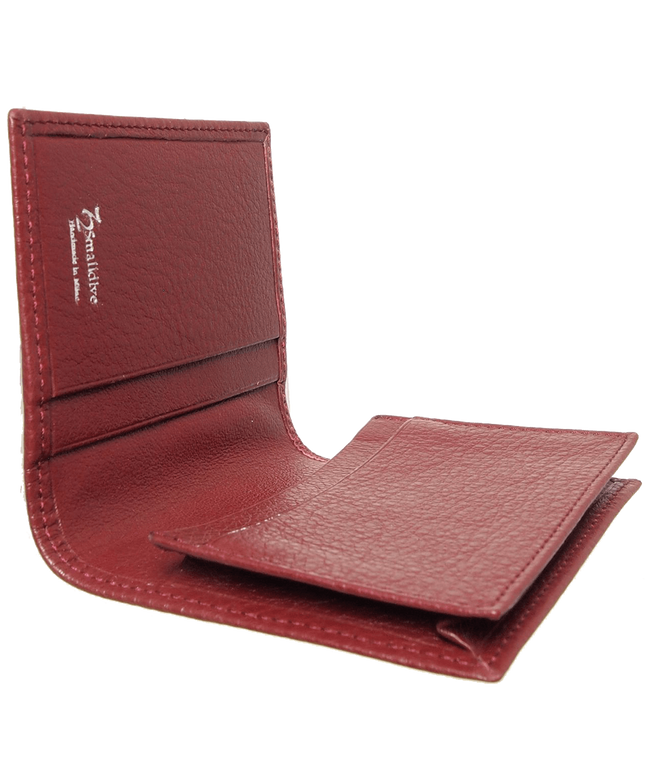Grained Calf Leather Card Wallet Rosewood