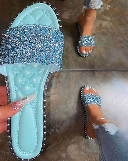 Crystal  Women Slippers Bling Bling Flats Female Beach Shoes Summer