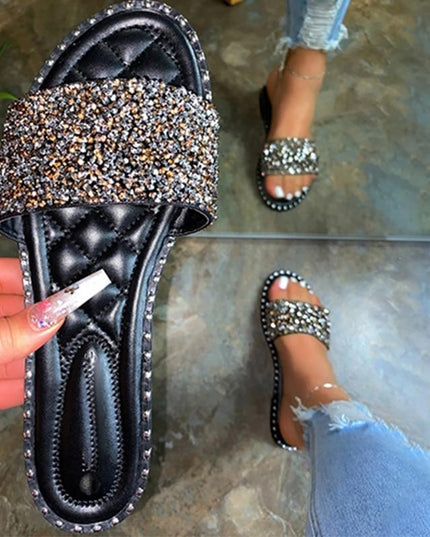 Crystal  Women Slippers Bling Bling Flats Female Beach Shoes Summer