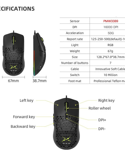16000 DPI RGB Gaming Mouse