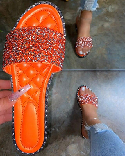 Crystal  Women Slippers Bling Bling Flats Female Beach Shoes Summer