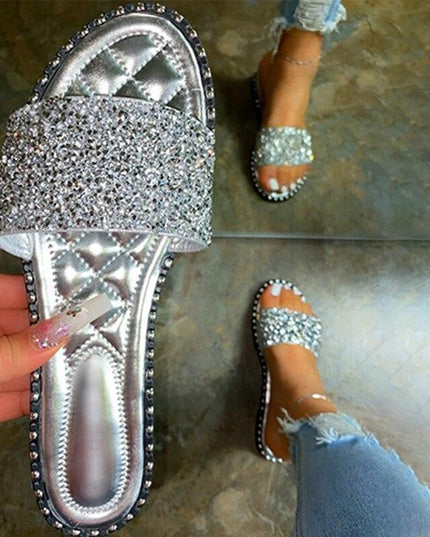 Crystal  Women Slippers Bling Bling Flats Female Beach Shoes Summer