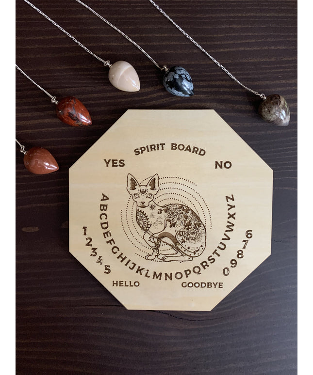 Wood Mystic Cat Pendulum Spirit Board