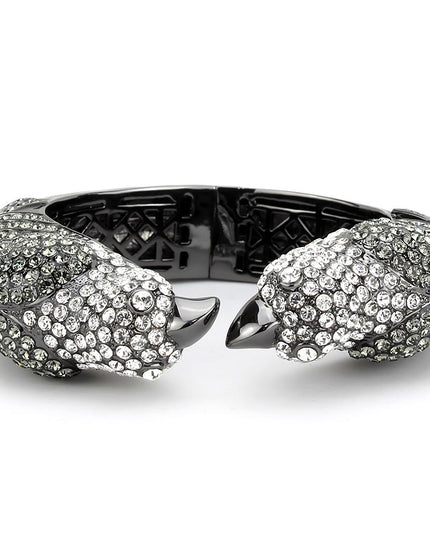 LO4333 - Ruthenium Brass Bangle with Top Grade Crystal  in Multi Color