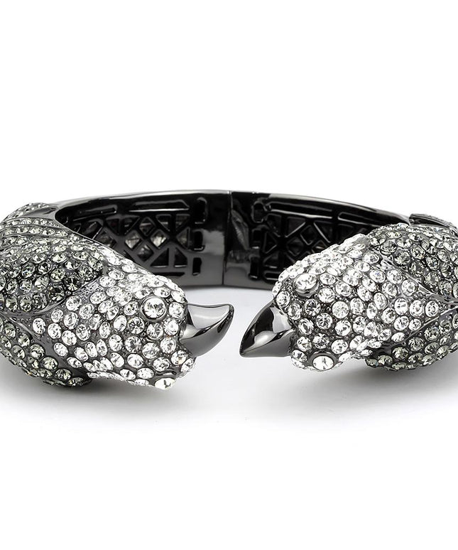 LO4333 - Ruthenium Brass Bangle with Top Grade Crystal  in Multi Color