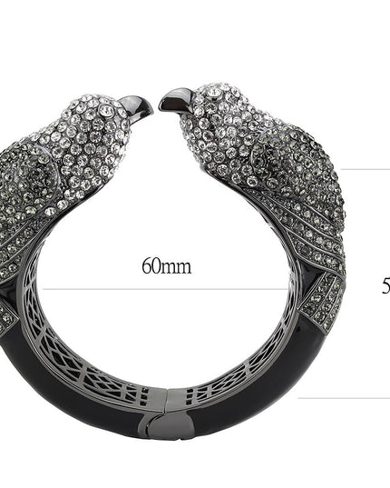 LO4333 - Ruthenium Brass Bangle with Top Grade Crystal  in Multi Color