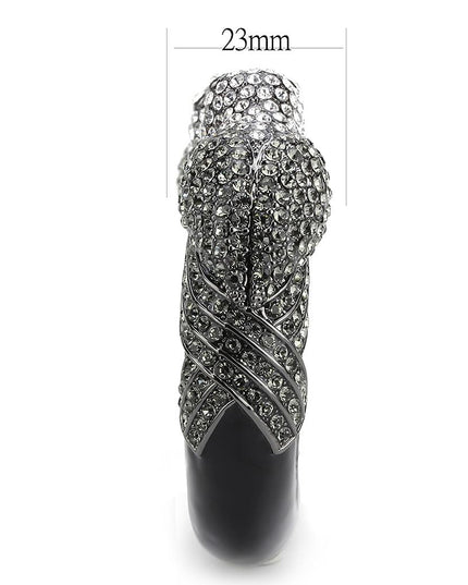 LO4333 - Ruthenium Brass Bangle with Top Grade Crystal  in Multi Color