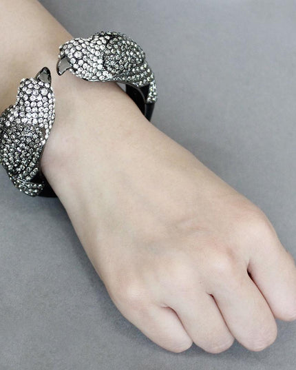 LO4333 - Ruthenium Brass Bangle with Top Grade Crystal  in Multi Color