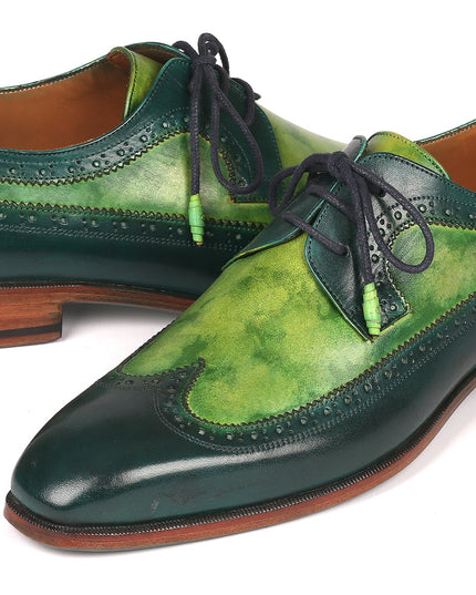 Paul Parkman Men's Green Dual Tone Wingtip Derby Shoes (ID#6931GRN)