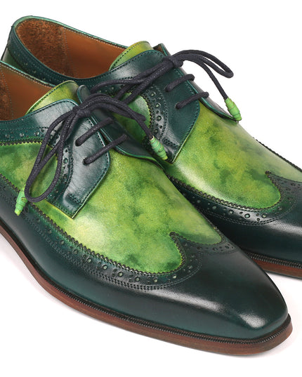 Paul Parkman Men's Green Dual Tone Wingtip Derby Shoes (ID#6931GRN)