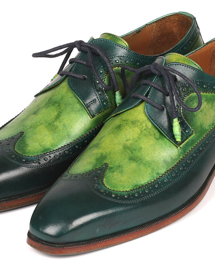 Paul Parkman Men's Green Dual Tone Wingtip Derby Shoes (ID#6931GRN)
