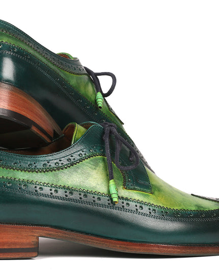 Paul Parkman Men's Green Dual Tone Wingtip Derby Shoes (ID#6931GRN)