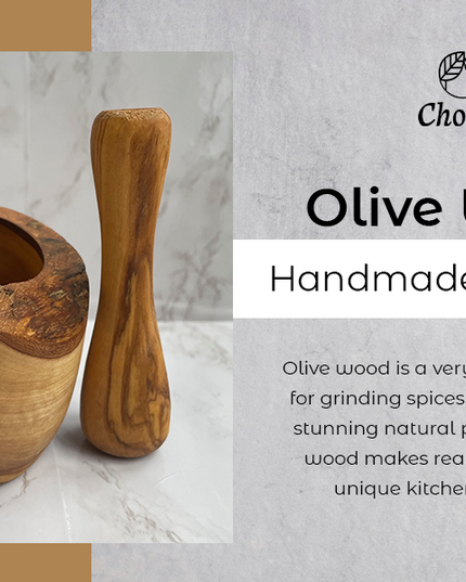 Olive Wood Rustic Mortar and Pestle