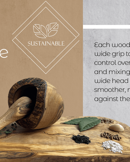 Olive Wood Rustic Mortar and Pestle