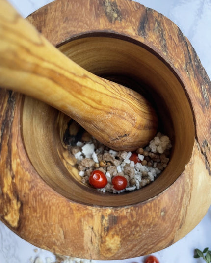 Olive Wood Rustic Mortar and Pestle