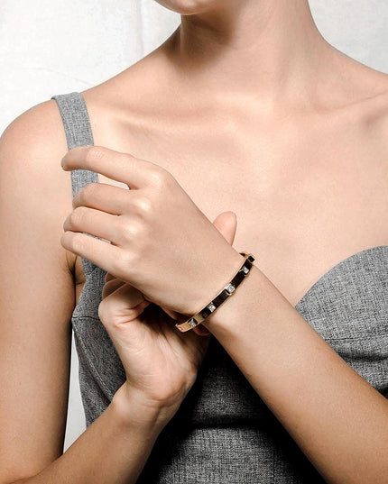 Metal Stone Hinged Bangle