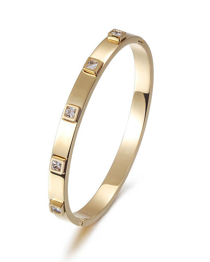 Metal Stone Hinged Bangle