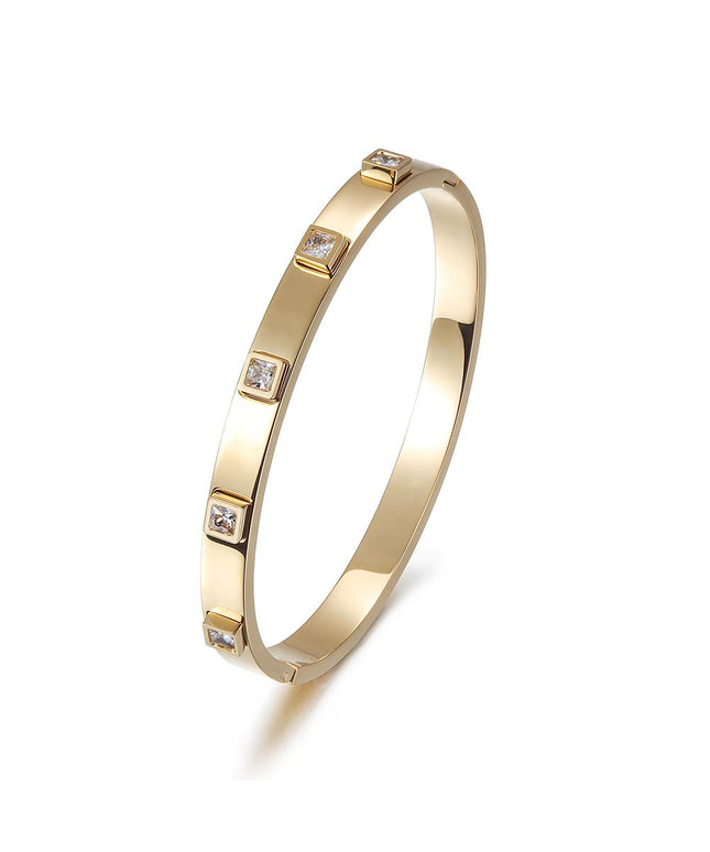 Metal Stone Hinged Bangle