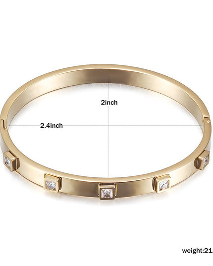 Metal Stone Hinged Bangle