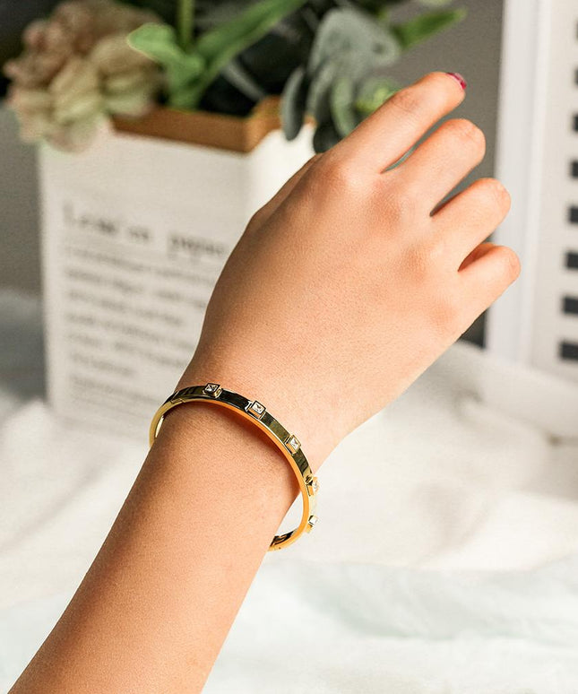 Metal Stone Hinged Bangle