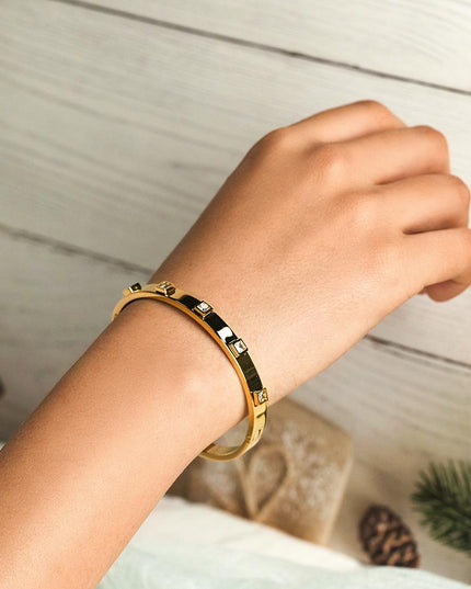 Metal Stone Hinged Bangle
