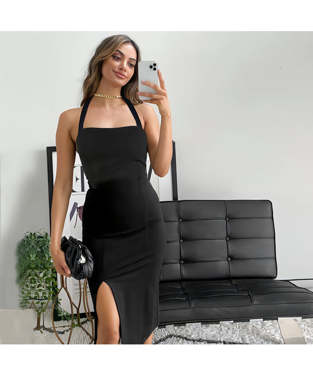 Women's Elegant Backless Halter Dress