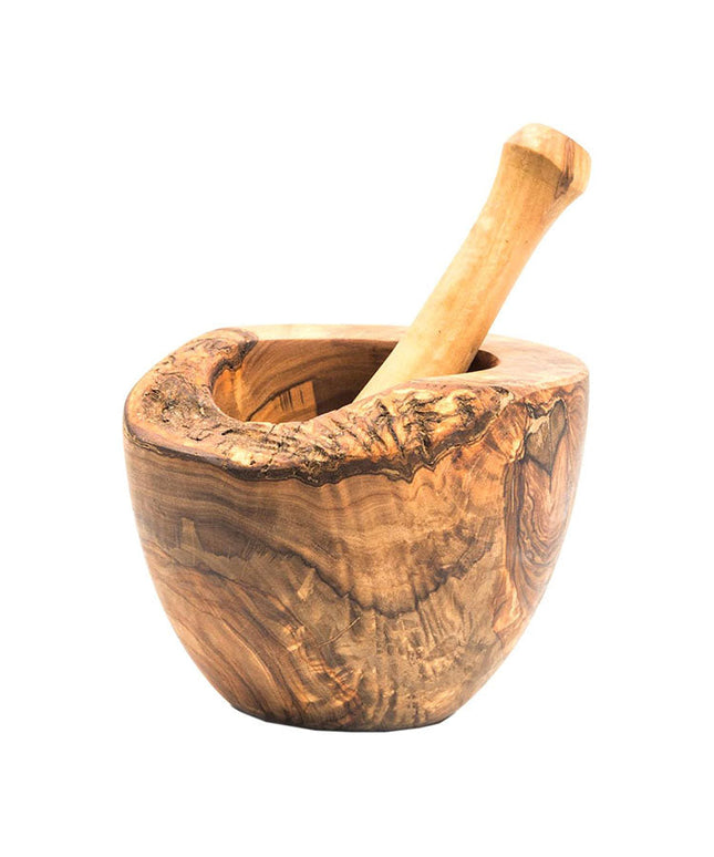 Olive Wood Rustic Mortar and Pestle