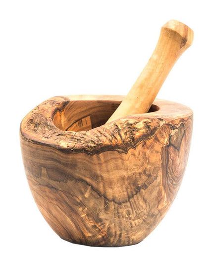 Olive Wood Rustic Mortar and Pestle
