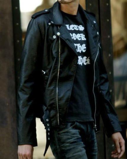 Ninja Stealth Black Mens  Faux Leather Biker Jacket