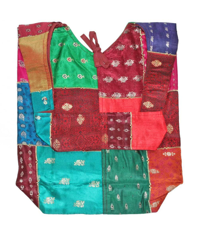 Raw Silk and Silk Embroidery Art Banquet Floral Patchwork Shoulder Bag