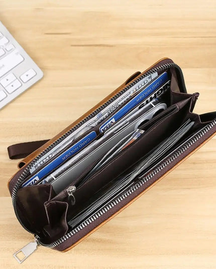 Cowhide Long Wallets Fashion Large Capacity Soft Leather Coin Purse