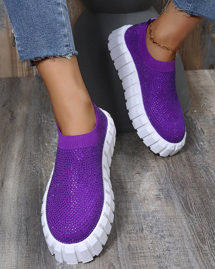 2022 Bling Bling Female Mesh Platform Vulcanized Shoes