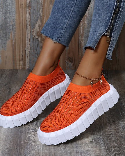 2022 Bling Bling Female Mesh Platform Vulcanized Shoes